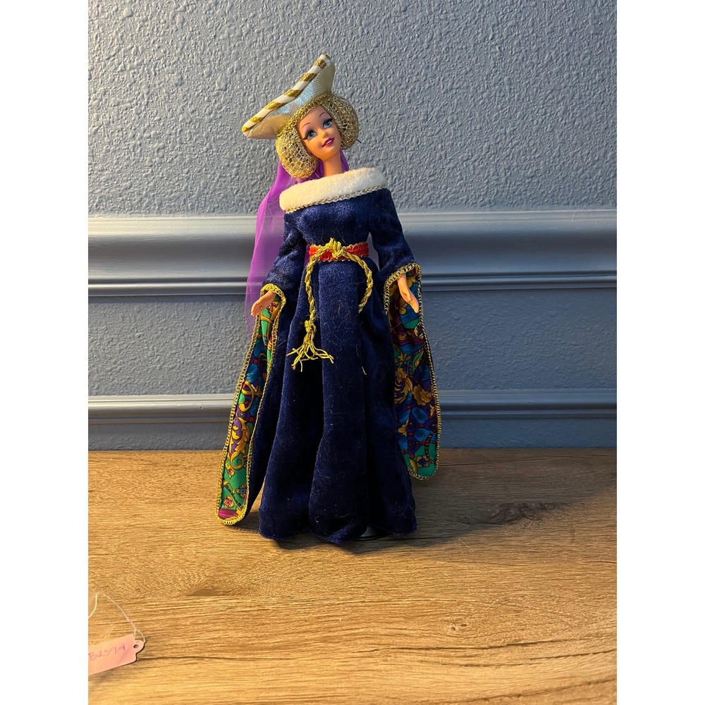 Vintage Barbie Doll Royal Blue Gown Gold Trim Graduation Cap